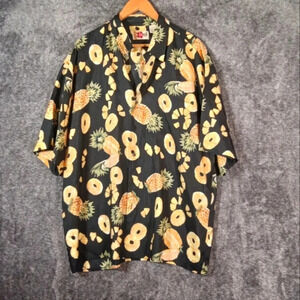 Hilo Hattie Hawaii 100% silk pineapple print men's extra large vacation cruise